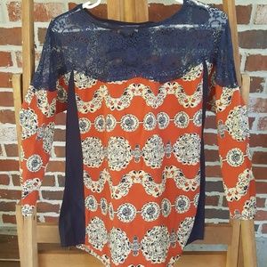 Never worn, design sheer Kut blouse with lace